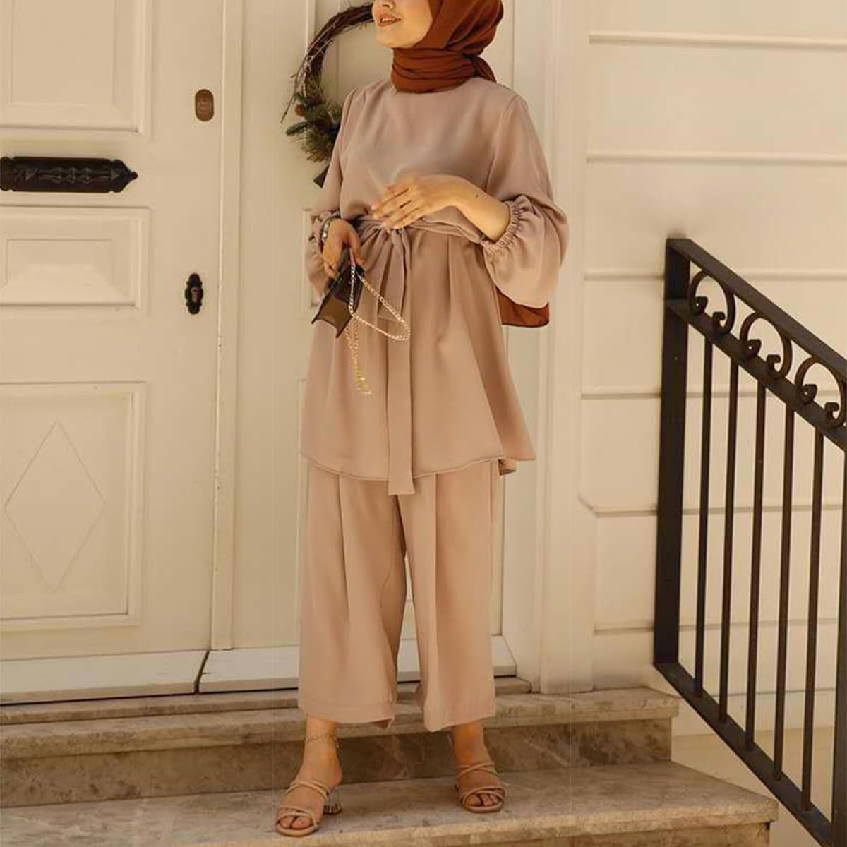 Islamic Muslim Clothes Abayas for Women Muslim Long Sleeve Loose Top