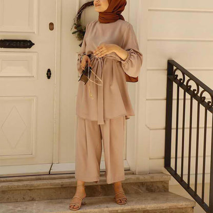 Islamic Muslim Clothes Abayas for Women Muslim Long Sleeve Loose Top
