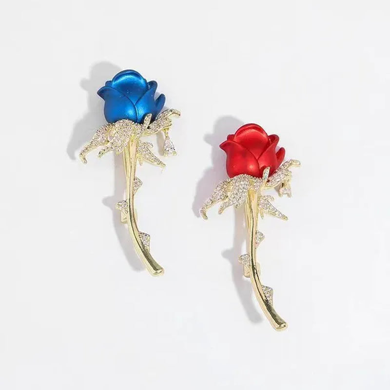 Fashion Diamond Inlaid Rose Brooch Temperament Elegant Flower Tassel Brooch Clothing Accessories Pin Clothing Brooch