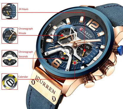 TOP SALE CURREN 8329 Mens Watches with Multi-function Quartz Chronograph Calendar Watch