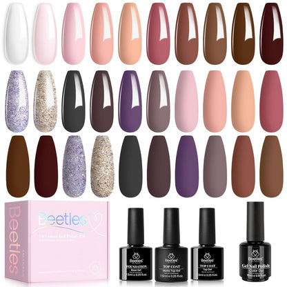Nail Set 20 Colors Healing Elixir Collection Manicure Kit Pink Neutral Purple Blue Green Gel Nail Kit with 3Pcs Base Matte and Glossy Top Coat Soak off Uv for Women 2024 Ideal Gift