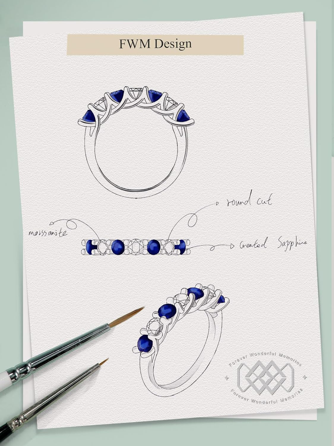 D Color VVS1 Clarity Moissanite and Sapphire/Ruby/Emerald Rings for Women, Solid 925 Sterling Silver, Anniversary Birthday Mothers Day Jewelry Gift, Stackable Wedding Ring, Size 4-11