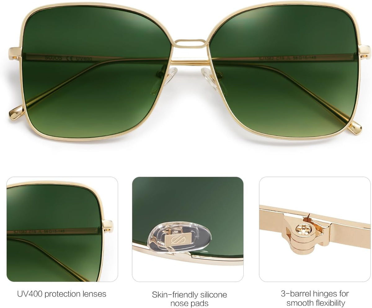 Classic Trendy Square Oversized Sunglasses Womens Mens UV400 Big Large Designer Shades SJ1082