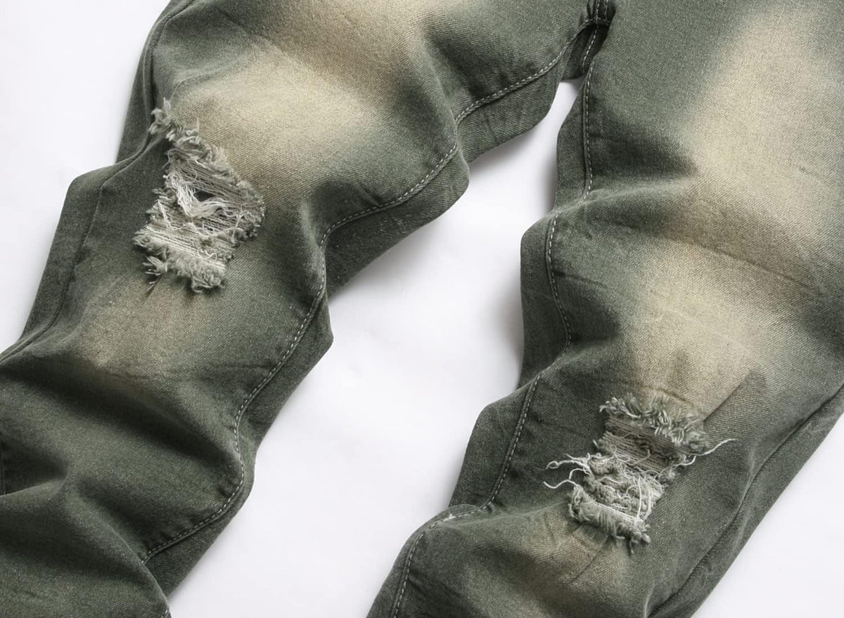 Boy'S Skinny Fit Ripped Destroyed Distressed Stretch Slim Jeans Pants