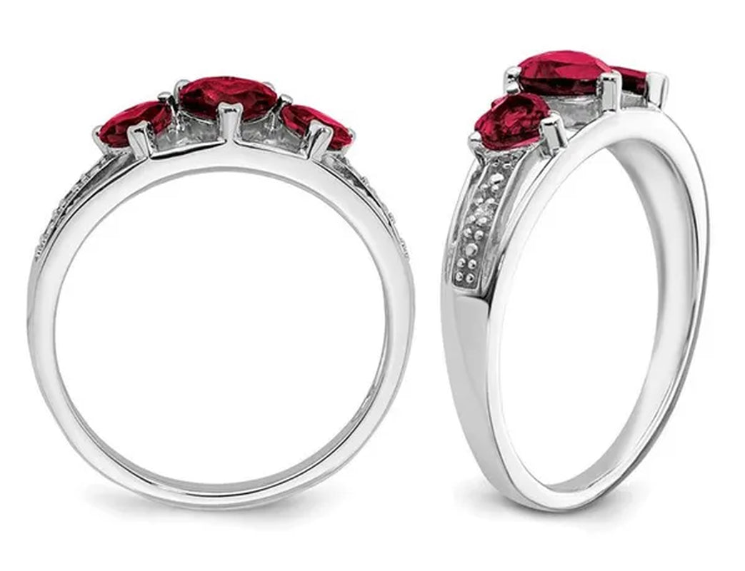 3/4 Carat (ctw) Lab Created Heart Ruby Ring in 14K White Gold