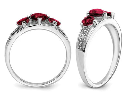 3/4 Carat (ctw) Lab Created Heart Ruby Ring in 14K White Gold