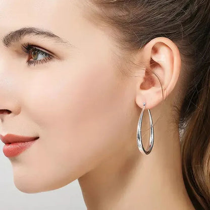 925 Sterling Silver Smooth Circle 41mm Hoop Earrings for Women Lady Gift Fashion Charm Wedding Jewelry