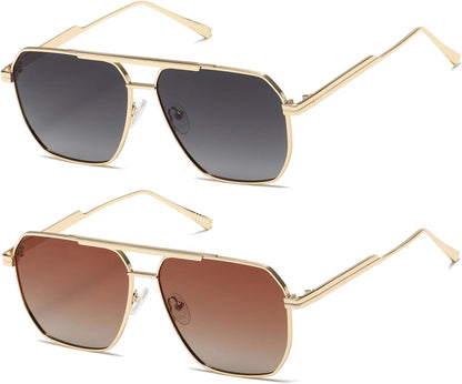 Polarized Sunglasses Womens Men Retro Oversized Square Vintage Shades Classic Large Metal Sun Glasses K1221