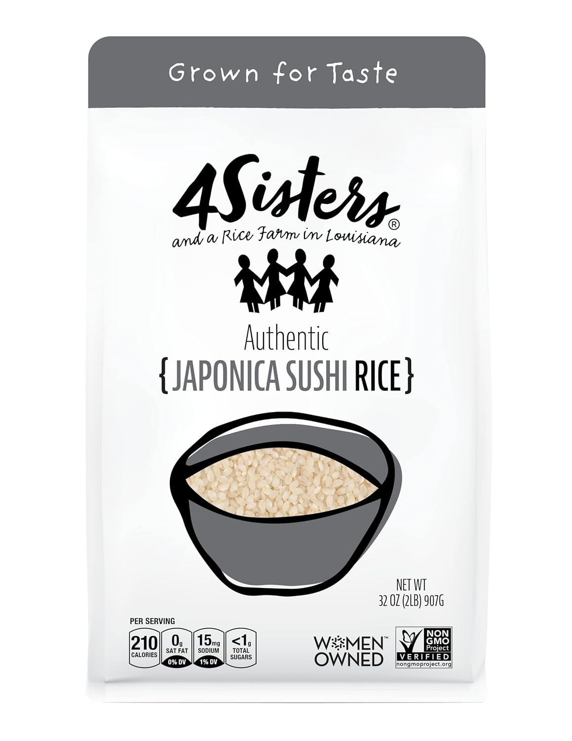 '- Authentic Short Grain Japonica Sushi Rice - Sustainably Grown - Women Owned - Farm to Table - 2Lb