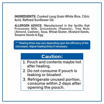 Long Grain White Rice Pack of 6, 8.8 Ounce, Ready to Eat in 90 Sec |100% Natural Ingredients| Pre Cooked | Microwavable | Side Dish