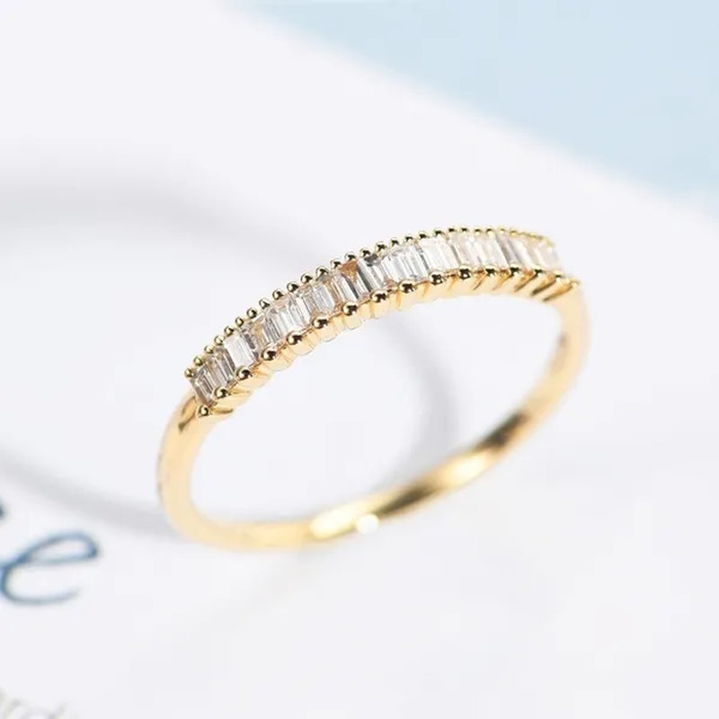Women Fashion Dainty 18k gold plated Cube Diamond Rings Wedding Engagement Party Rings