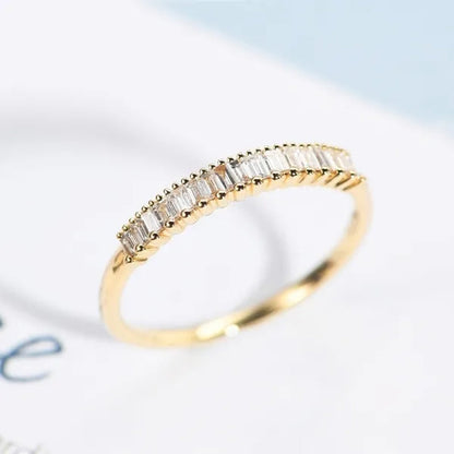 Women Fashion Dainty 18k gold plated Cube Diamond Rings Wedding Engagement Party Rings