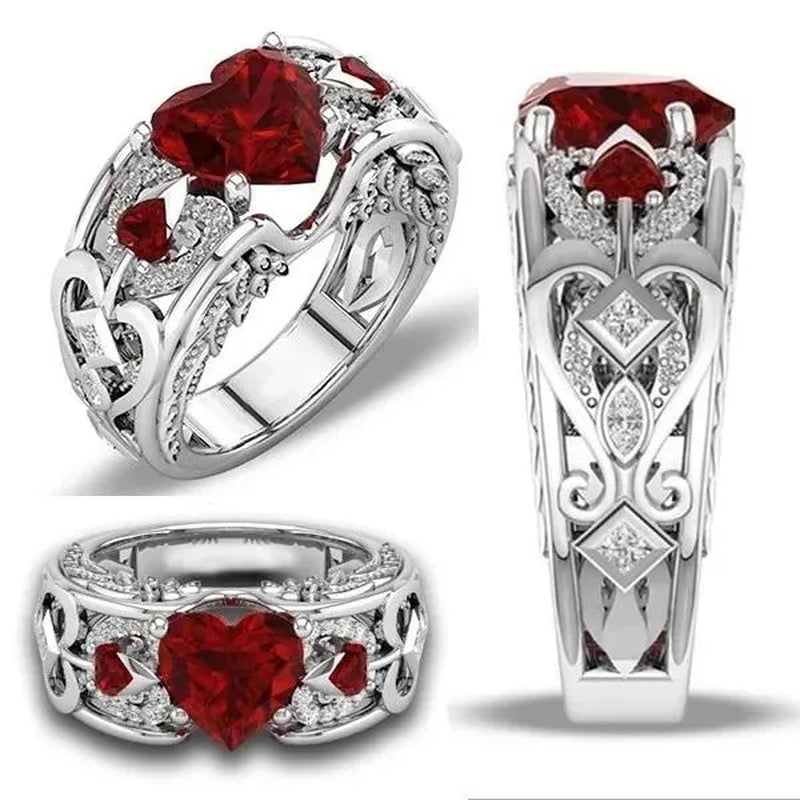 Exquisite Women's Fashion Zircon Silver Ring Anniversary Gift Engagement Bridal Wedding Jewelry Rings for Women Size 5-11