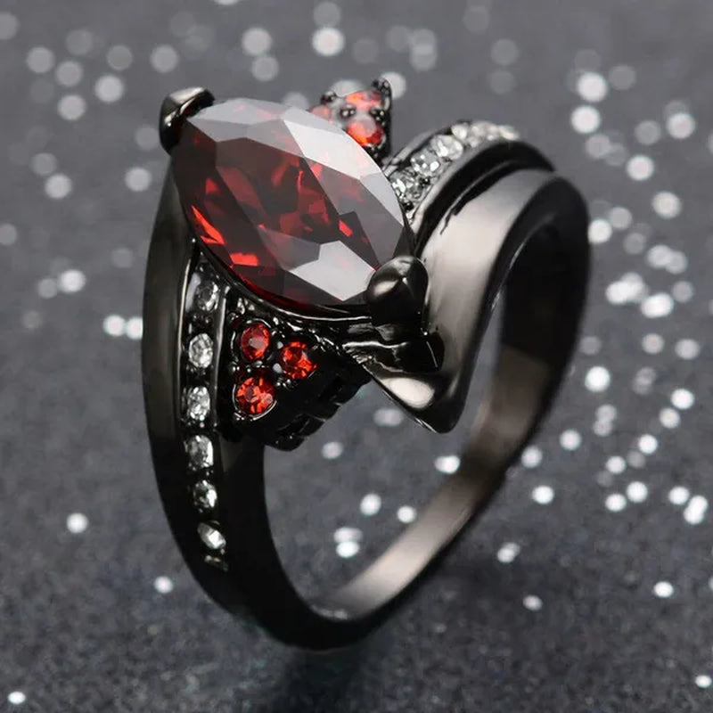 Women's Rings Size 6-10 Black Sapphire CZ 14K Black Golden Plated Wedding Ring (Choice Color and Size )