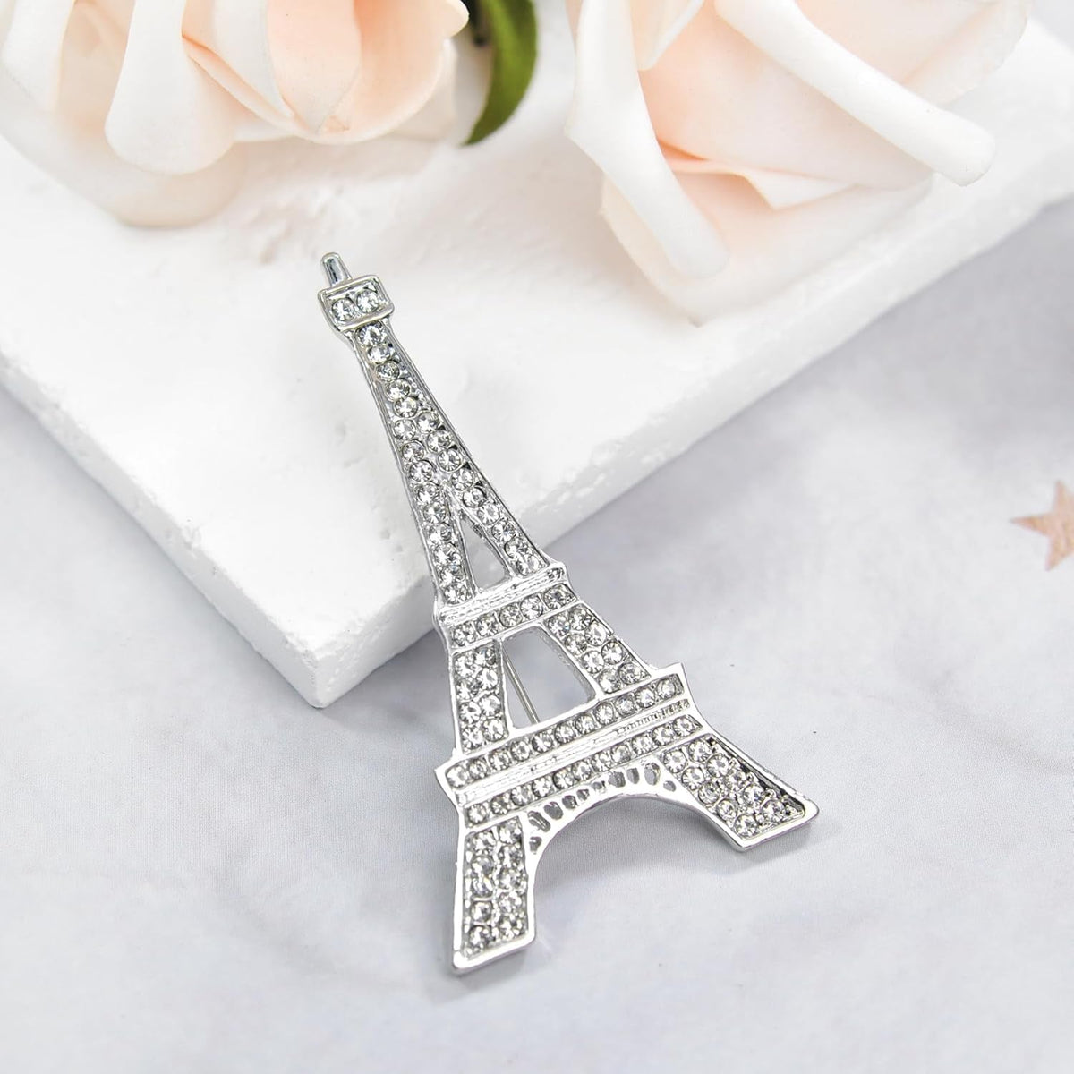 Clear Crystal Rhinestones Eiffel Tower Fashion Brooch Pin