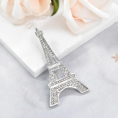 Clear Crystal Rhinestones Eiffel Tower Fashion Brooch Pin