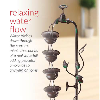 38 In. Tall Indoor/Outdoor Hanging 6-Cup Tiered Floor Water Fountain, Bronze