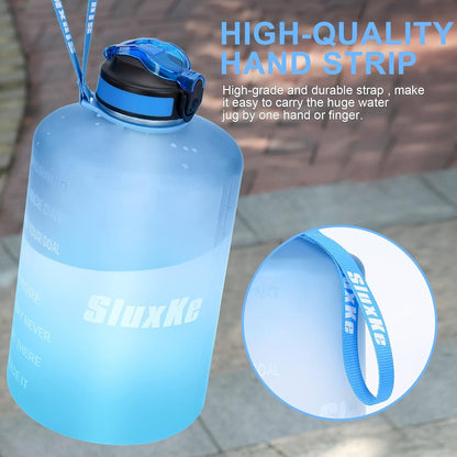 1 Gallon Motivational Sports Water Bottle with Time Marker, BPA Free 128Oz Leak Proof Jug, Black, Plastic, 128 Ounces, Fitness, Sports, Outdoor Activities