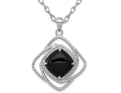 Sterling Silver Black Onyx Pendant Necklace with Chain