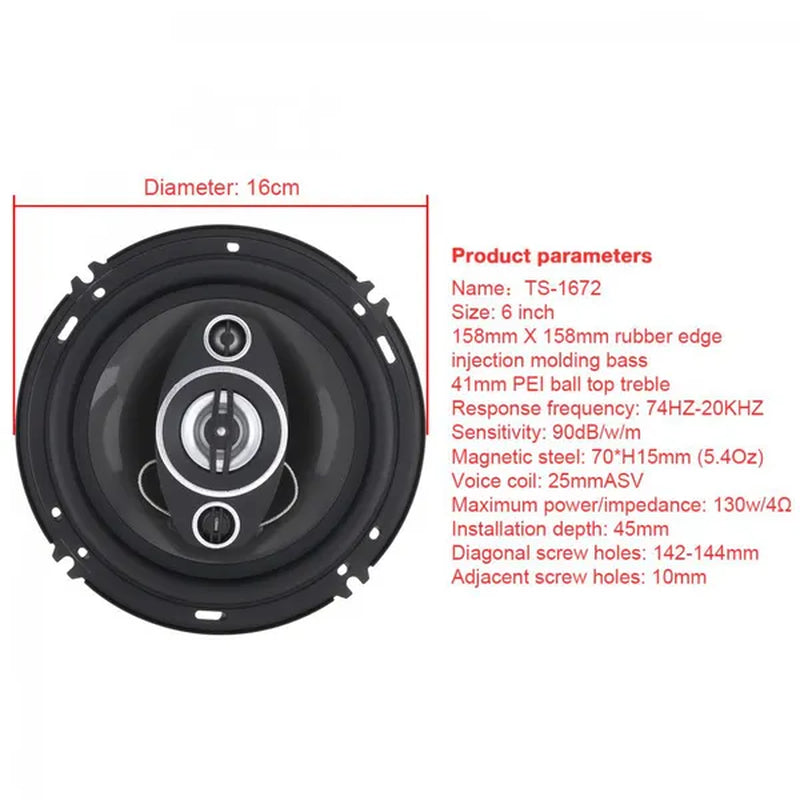 2Pcs 6 Inch 500W / 5 Inch 350W / 4 Inch 250W Dual-Cone Car Coaxial Loudspeaker Auto Audio Music Stereo Hifi Speakers