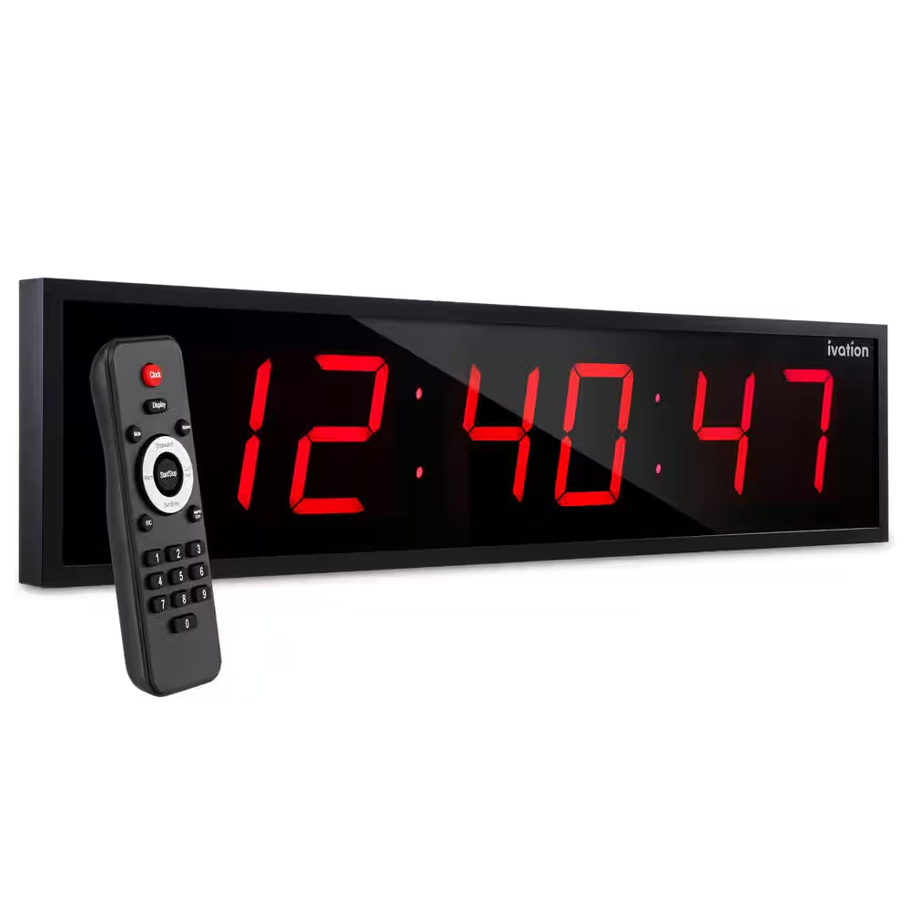 36 In. Large Digital Wall Clock, LED Digital Clock with Timer and Alarm, Red
