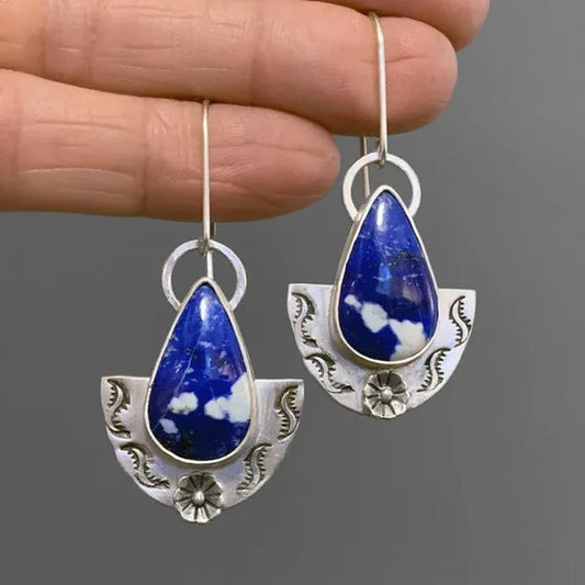 Lapis lazuli earrings Bohemian earrings retro sapphire earrings