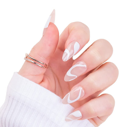 White Press on Nails Short,  Square Solid Color Fake Nails with Glue, Reusable & Natural Acrylic False Nails Stick on Nails for Women Girls Gift, Gel Nail Kit, 24pcs