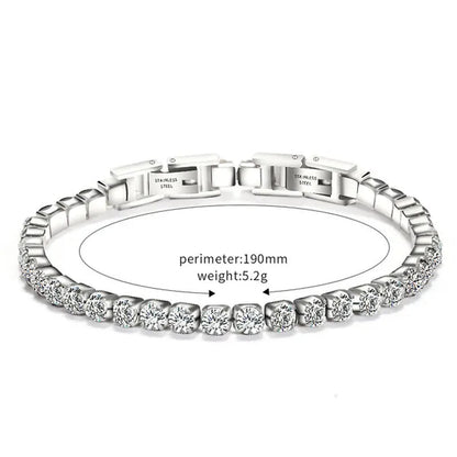 Women's Chain Bracelets 14K Gold Plated Cubic Zirconia Classic Tennis Bracelet Gold Bangle for Lady AD1174