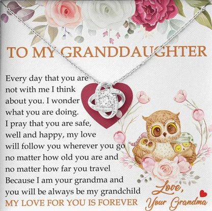 To My Granddaughter S925 Sterling Silver Cubic Zirconia Knot Necklace Message Card Gifts Granddaughter Necklace Granddaughter Gifts