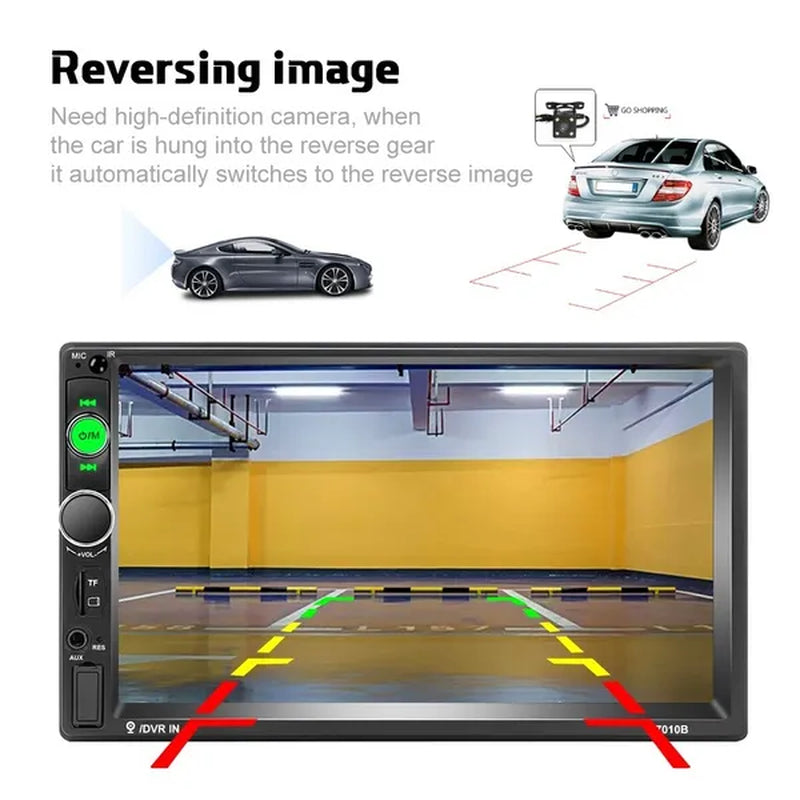 2 Din 7" HD Touch Screen Digital Display Car Multimedia Player Audio Stereo Radio Autoradio Car MP5 Player with Bluetooth USB FM Support Mirror Link Rear View Camera Connection