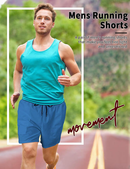 2 Pack Mens Athletic Shorts 5 Inch Inseam Workout Gym Running Shorts for Men Quick Dry Lightweight Summer Shorts Black Blue X-Large