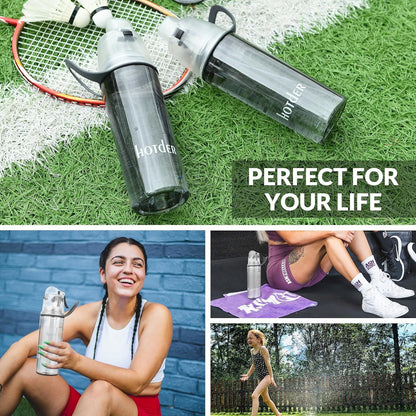 Water Bottle 16 OZ, Tritan Water Bottle with Mister, 2 in 1 Water Spray Bottle Bpa-Free&Leak-Proof, Sports Water Bottle with Flexible Handle for Fitness, Gym, Camping and Outdoors (1 Pack)