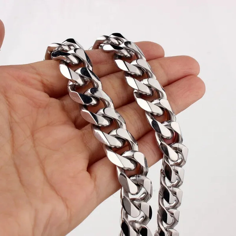 Men's or Women's Jewelry 15mm/19mm Stainless Steel Silver/Gold Curb Cuban Chain Necklace/Bracelet