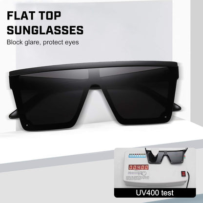 Oversized Square Sunglasses for Women Men Fashion Siamese Lens Style Flat Top Shield Shades