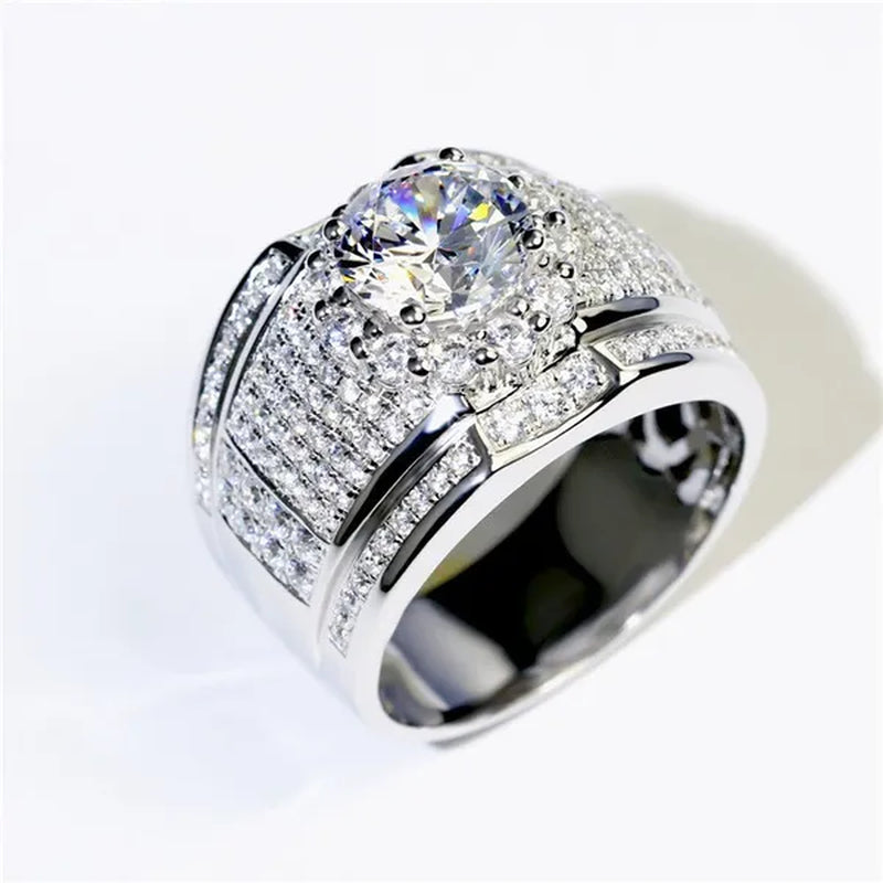 Fashion Luxury Jewelry Silver Plated Cubic Zirconia Men's Rings Women's Rings Wedding Engagement Anniversary Gift Ring Size US 5-13