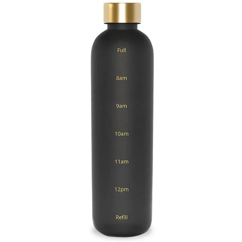 Water Bottle with Time Marker, 32oz Motivational Water Bottle, Reusable Spill-Proof Frosted Plastic Water Bottle for Gym, Sports, Travel, Fitness, School and Work