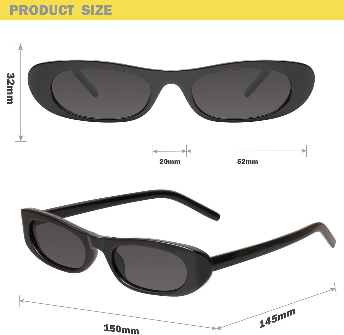 Elongated Narrow Cat Eye Sunglasses for Women MS52357