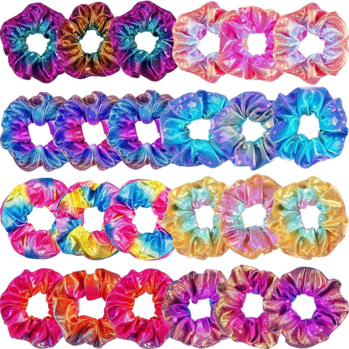 24 Pieces Rainbow Hair Scrunchies Elastic Bands Scrunchy Colorful Hair Ties Ropes for Women Girls Gymnastics Birthday Party Favors, Large(Rainbow Colors)