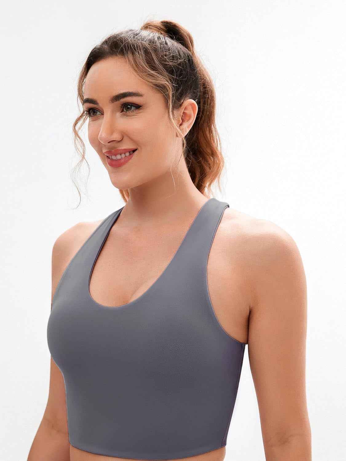 Sports Bras for Women Criss-Cross Back Padded Workout Tank Tops Medium Support Crop Tops for Women