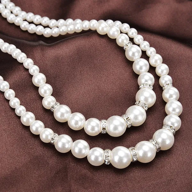 Fashion Double Layer Ladies Pearl Necklace Sister Companion Surprise Gift Ladies Necklace Pendant Temperament Diamond Jewelry Accessories Birthday Luxury Anniversary Gift