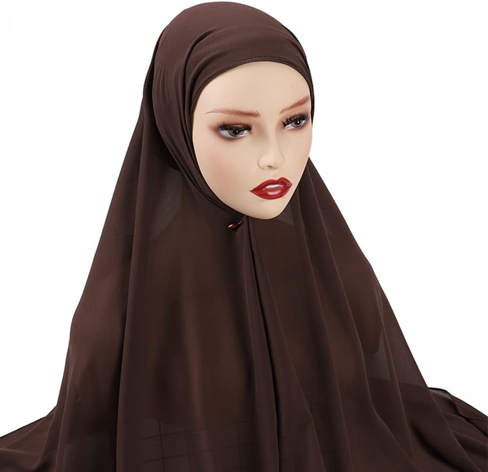 Women Muslim Long Khimar Ramadan Eid Prayer Garment Hijab Scarf Wrap Lightweight Chiffon Abaya Jilbab Islam Niqab