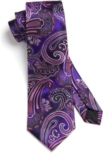 Ties for Men Paisley Tie and Pocket Square Woven Classic Floral Mens Ties Handkerchief Set Wedding Party Necktie