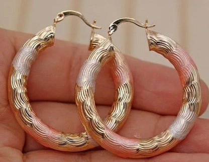 Vintage Geometric Hoop Earrings Gold Plated Earrings for Women Round Earrings Personality Spiral Stud Earrings Bride Wedding Engagement Anniversary Gift Jewelry