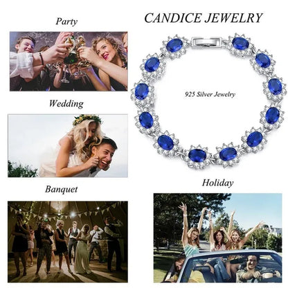CANDICE 2023 New Fashion Women Silver Jewelry With Multicolor Crystal and CZ Bracelets Bangles 18cm