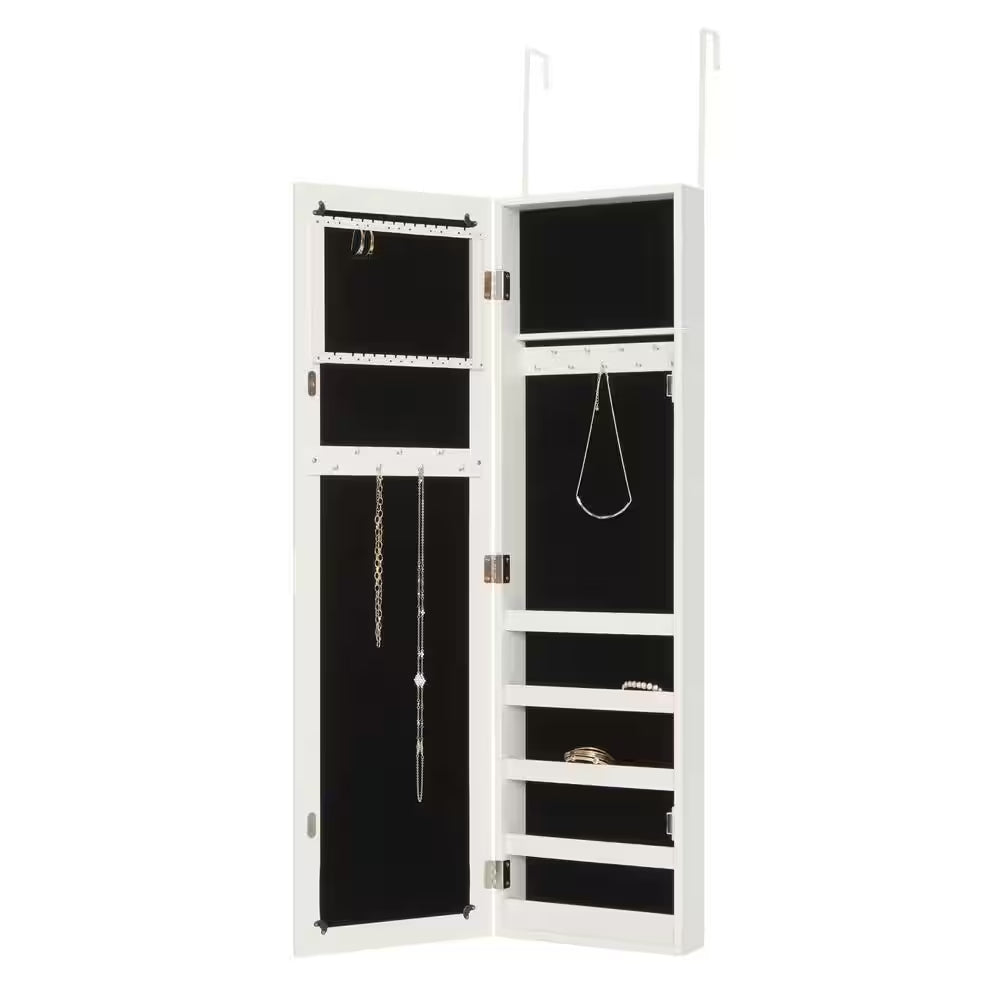 Door Mounted Mirrored Jewelry Cabinet Storage Organizer
