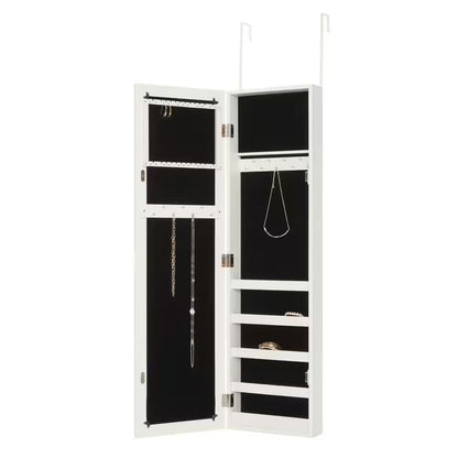 Door Mounted Mirrored Jewelry Cabinet Storage Organizer
