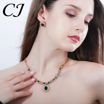 CANDICE Dubai Wedding 4 Pieces Set Elegant Red Zirconia Paved Yellow Gold Plated Engagement Party Ring Earrings Bracelet Necklace Sets For Women