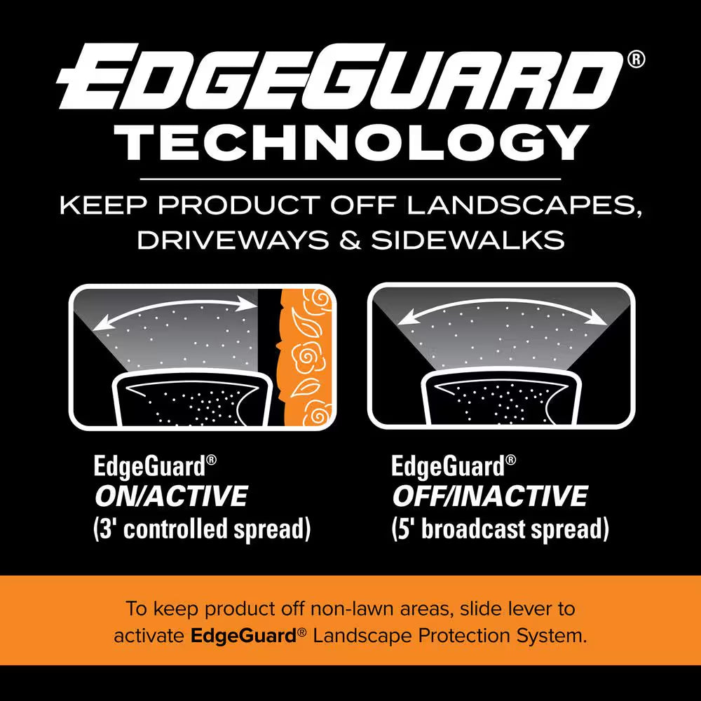 Turf Builder Edgeguard DLX Push Broadcast Spreader Holds up to 15,000 Sq.Ft. for Seed, Fertilizer, Salt, Ice Melt