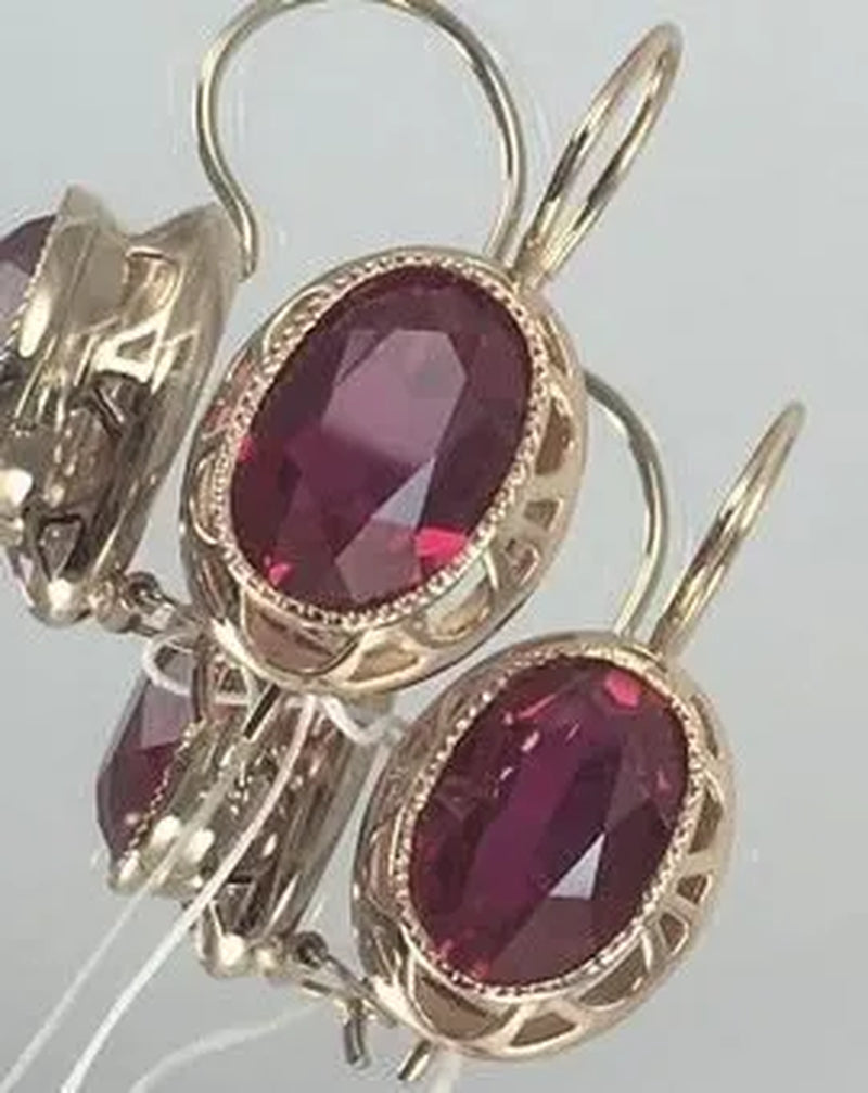 New Fashion 1 Pair Exquisite 1.25ct Round Cut Garnet Ruby Stud Earrings Casual 18 K Yellow Gold Earrings Banquet Jewelry Earrings for Women