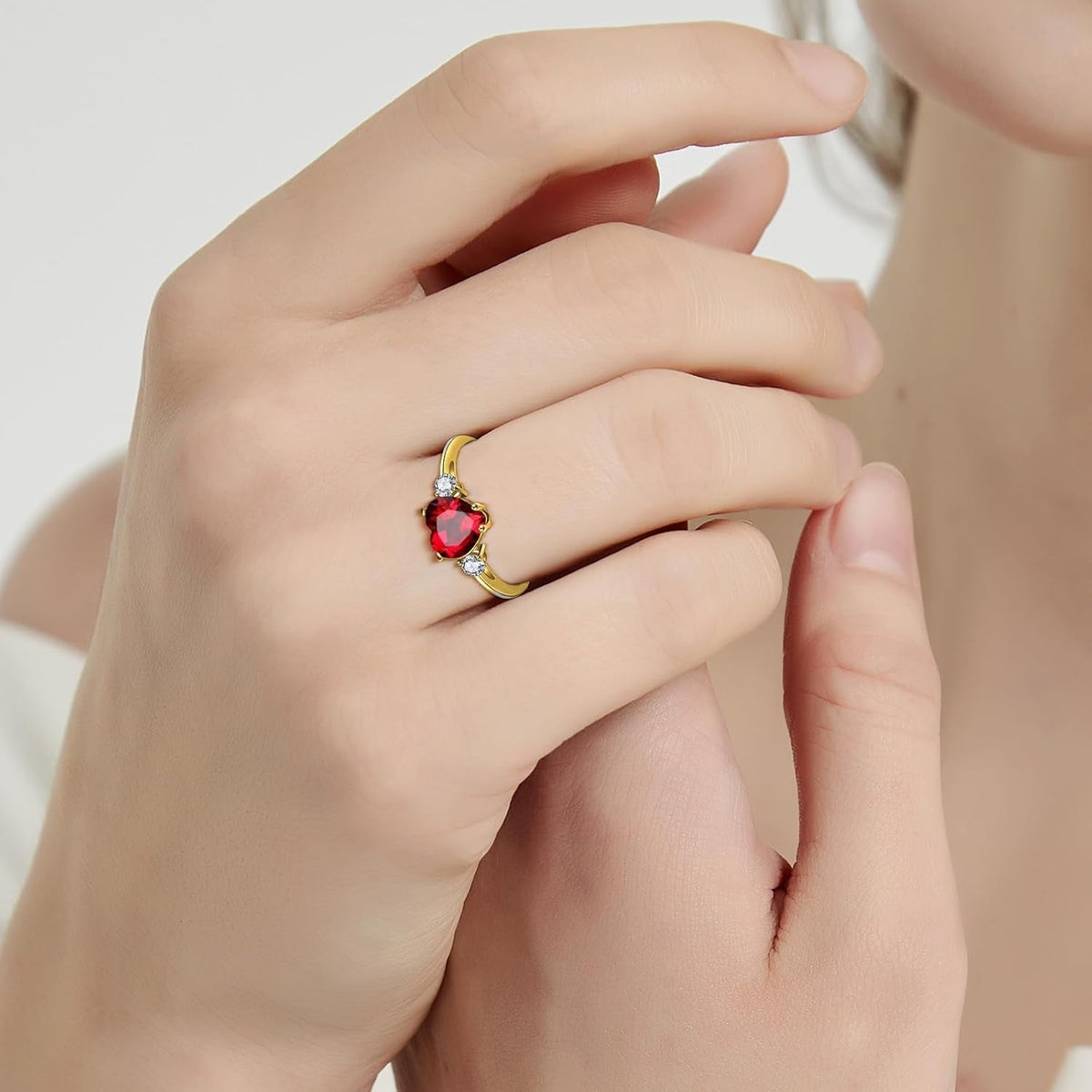 2.25Ct Created Gemstone Ring for Women 925 Sterling Silver Heart Cut 8 * 8Mm Cubic Zirconia Birthstone Ring for Engagement Anniversary Size 5-10